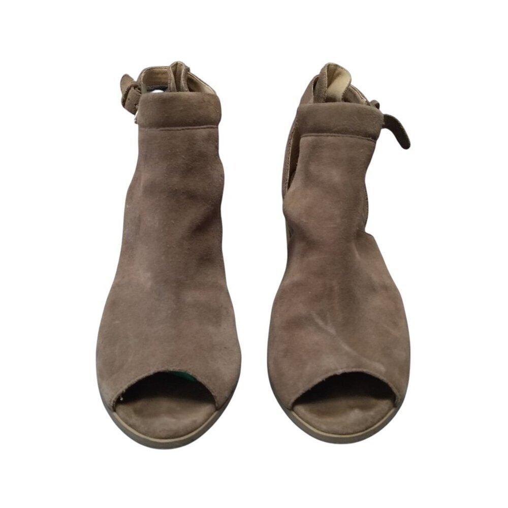 Sole Society Ferris Women's Size 10 Dark Taupe Open Toe Bootie Block Heel Suede